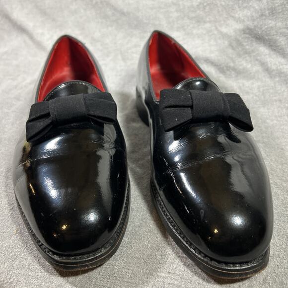 Allen Edmonds Men's Ritz Black Patent Leather Tuxedo Loafers Bow Slip On 8.5 3E - Picture 3 of 11